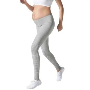 BLANQI Sport Support Hipster Cuffed Leggings Sz Small Gray Maternity Post Partum